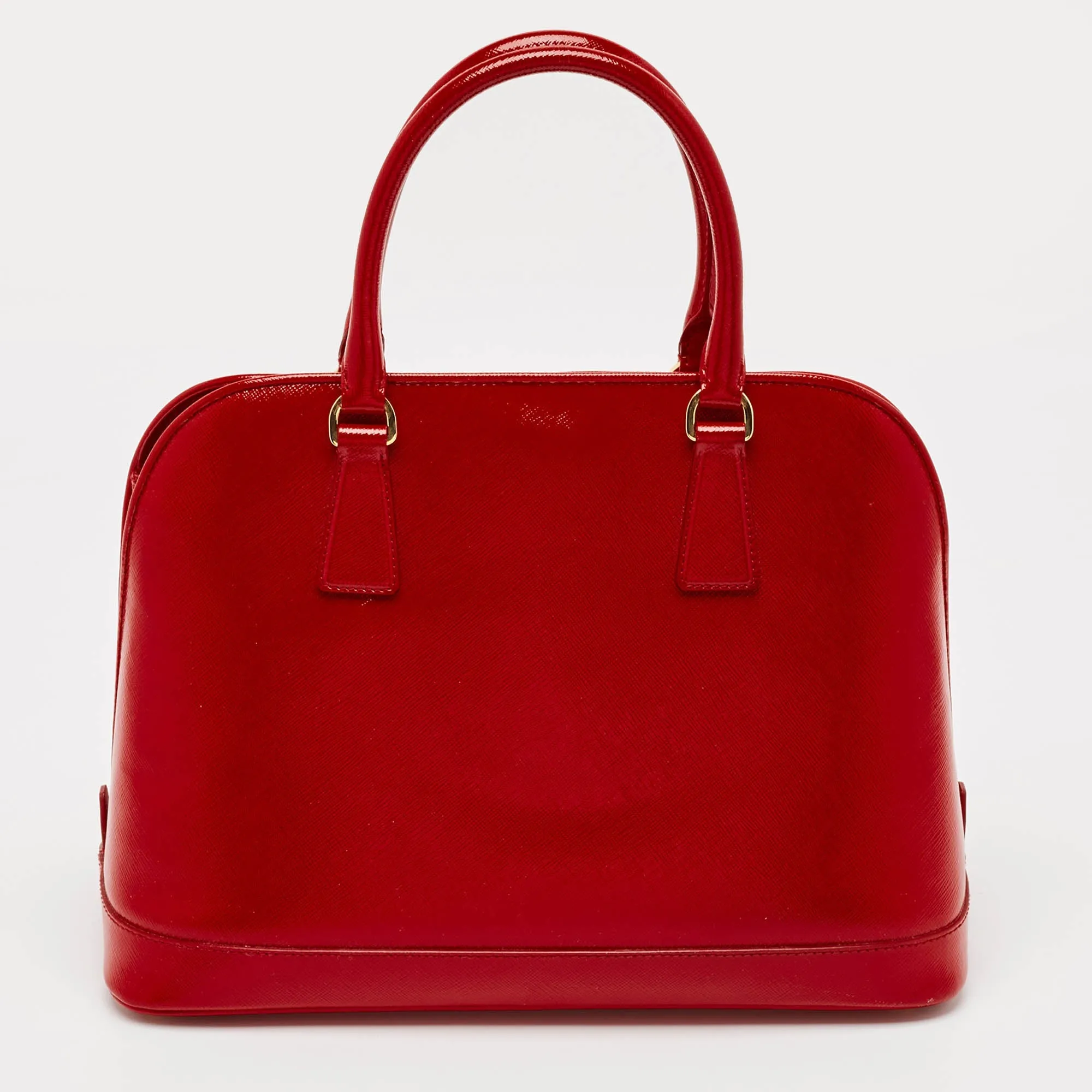 Prada Red Saffiano Lux Patent Leather Medium Promenade Satchel