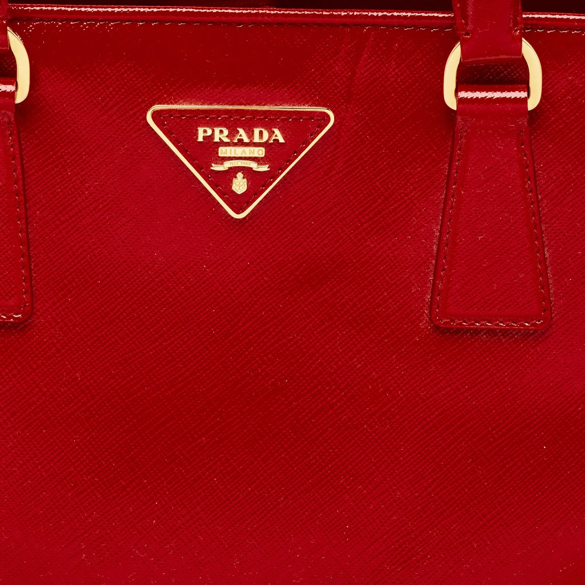 Prada Red Saffiano Lux Patent Leather Medium Promenade Satchel