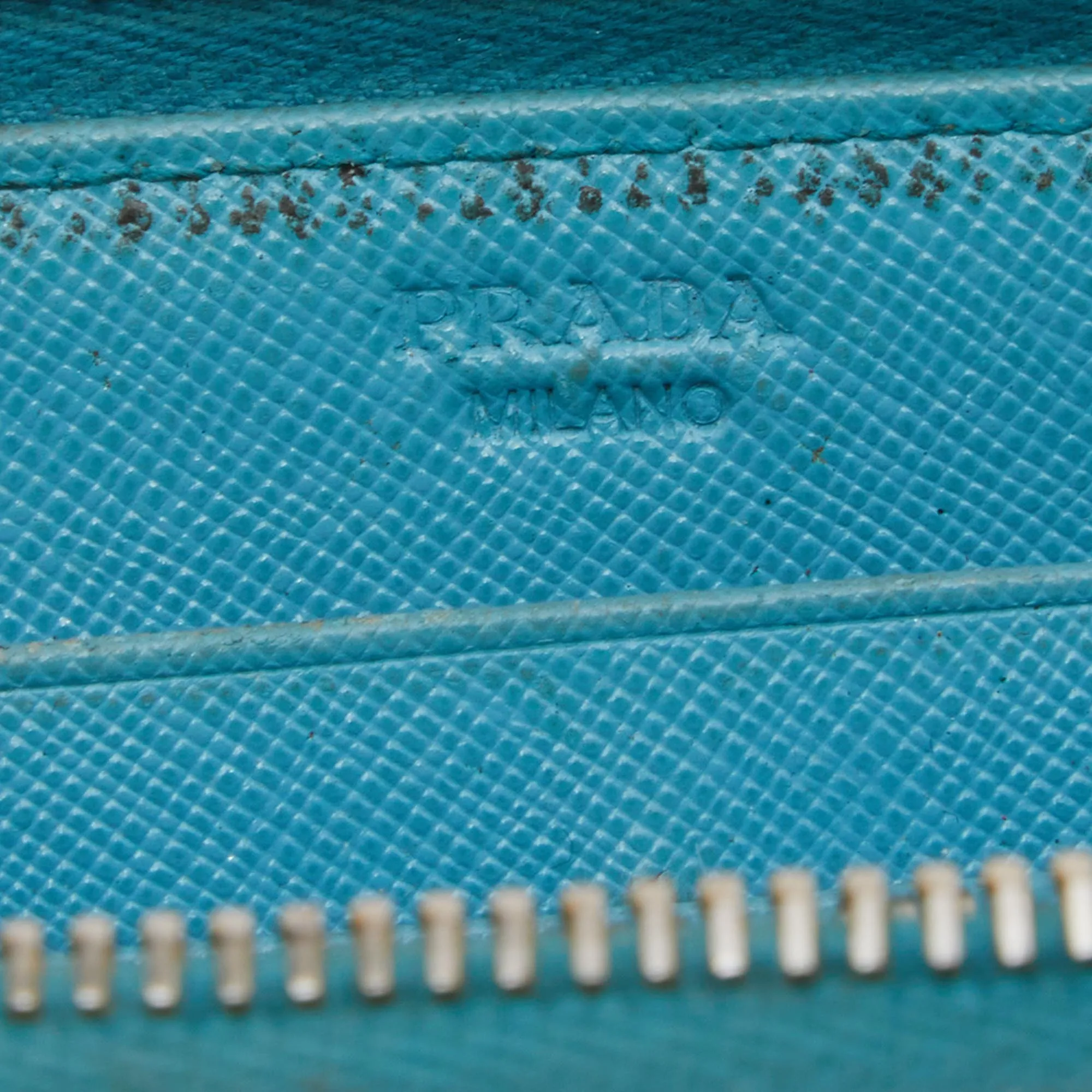 Prada Saffiano Lux Leather Zip Around Wallet
