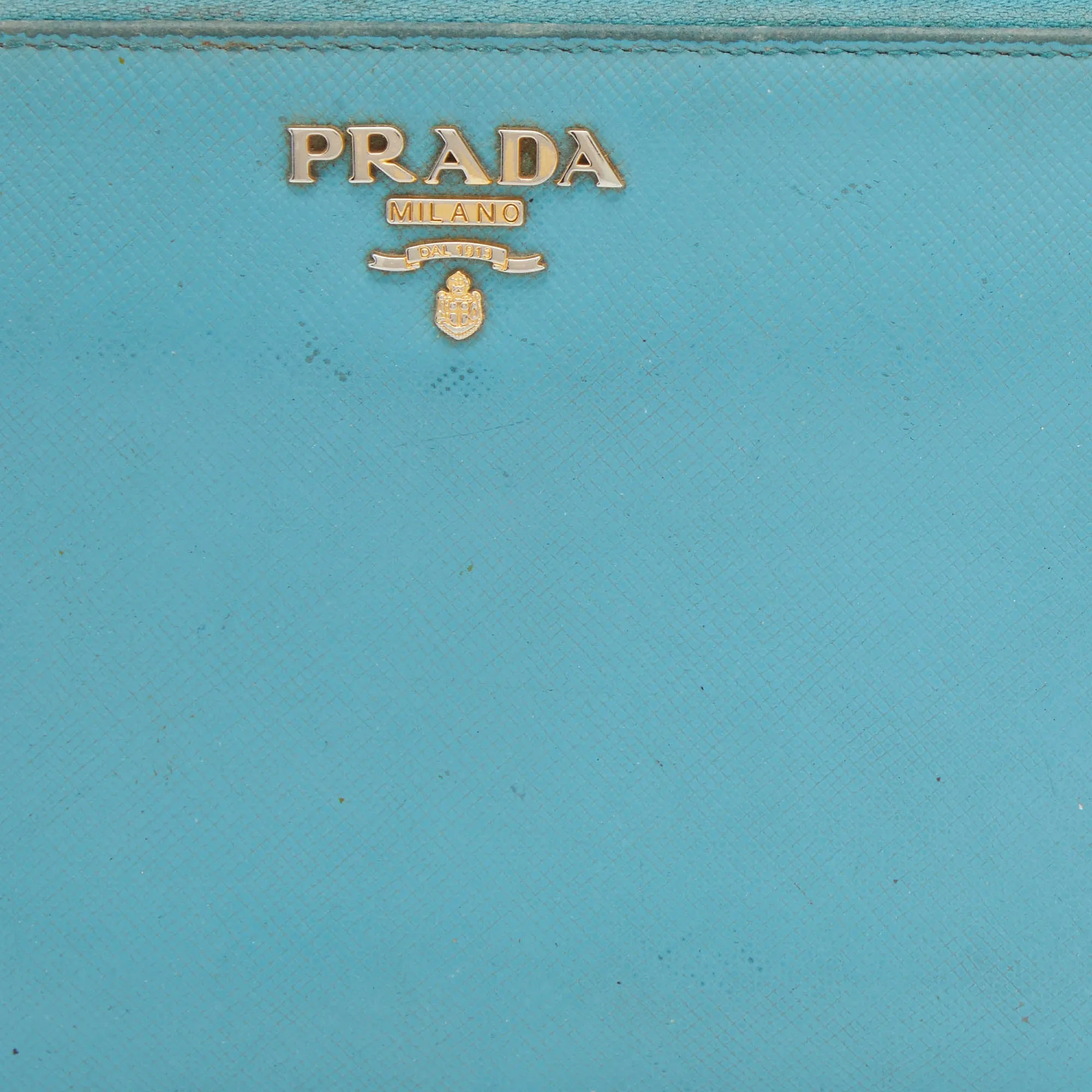 Prada Saffiano Lux Leather Zip Around Wallet