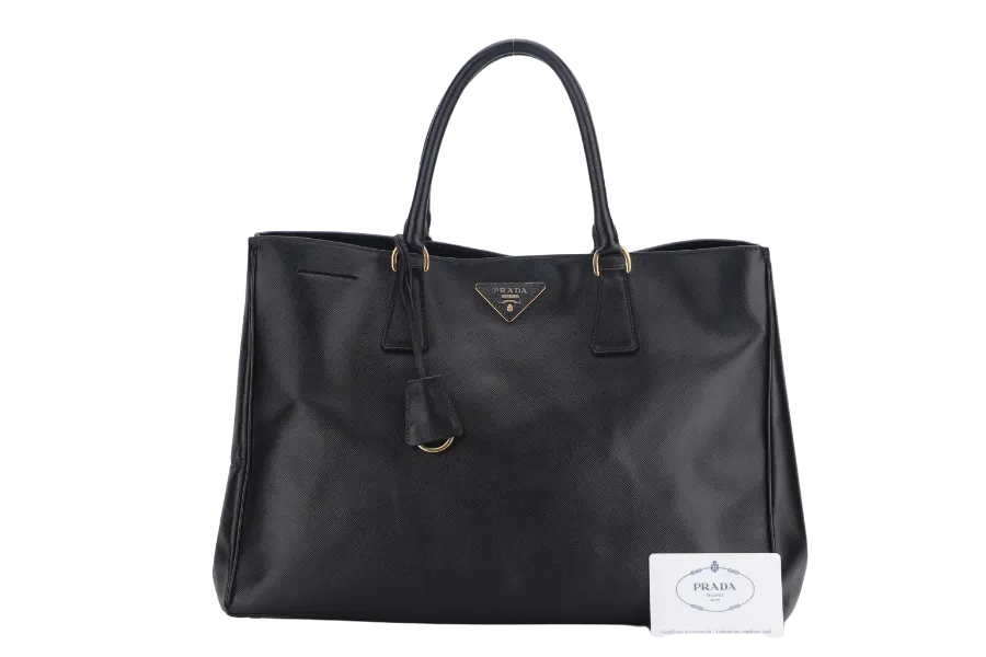 PRADA TOTE BAG NERO SAFFIANO LUX (BN1844) GOLD HARDWARE WITH CARD