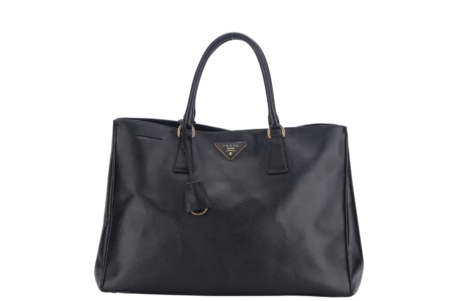 PRADA TOTE BAG NERO SAFFIANO LUX (BN1844) GOLD HARDWARE WITH CARD