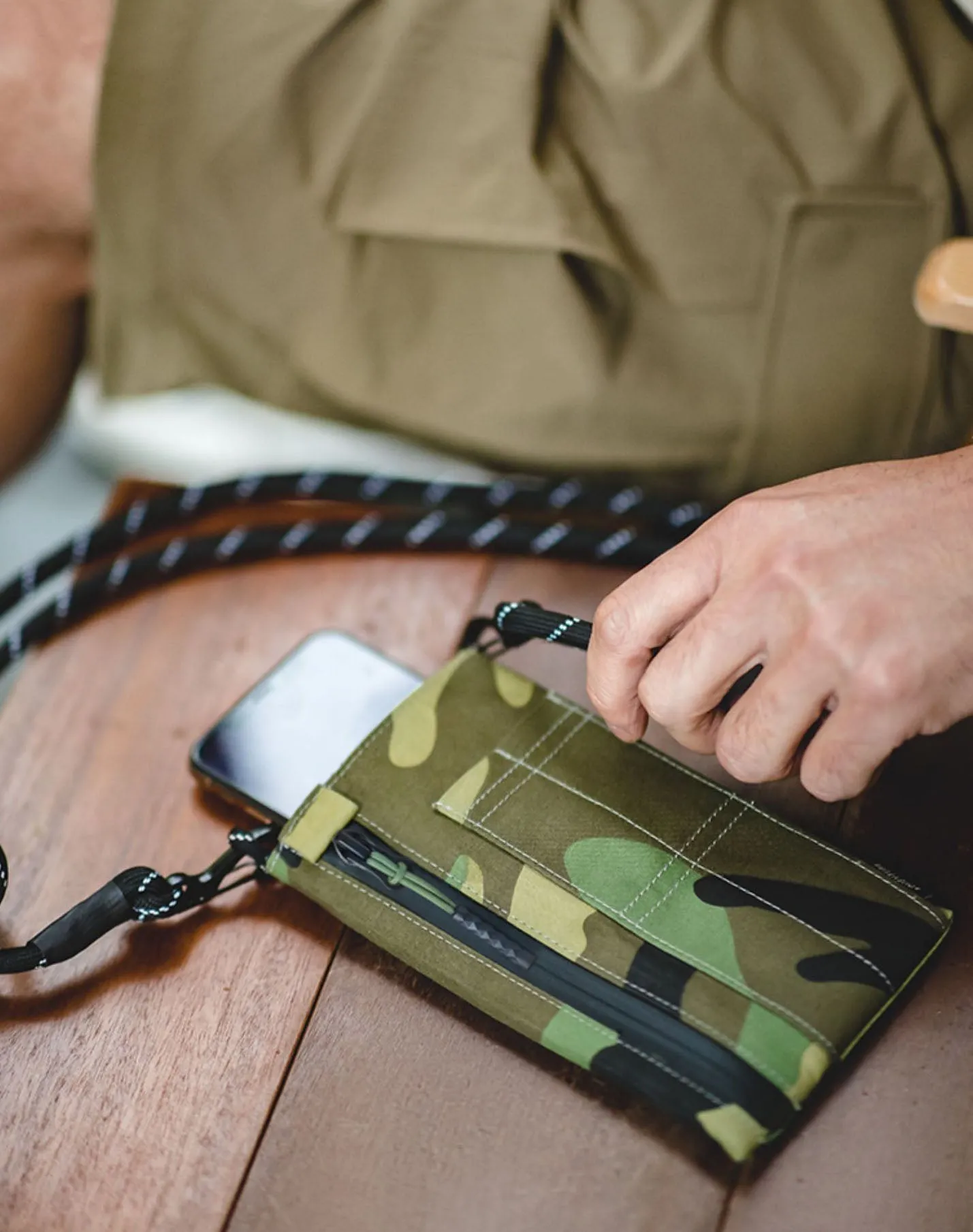Retro camouflage vertical shoulder hand pocket Men's Bag