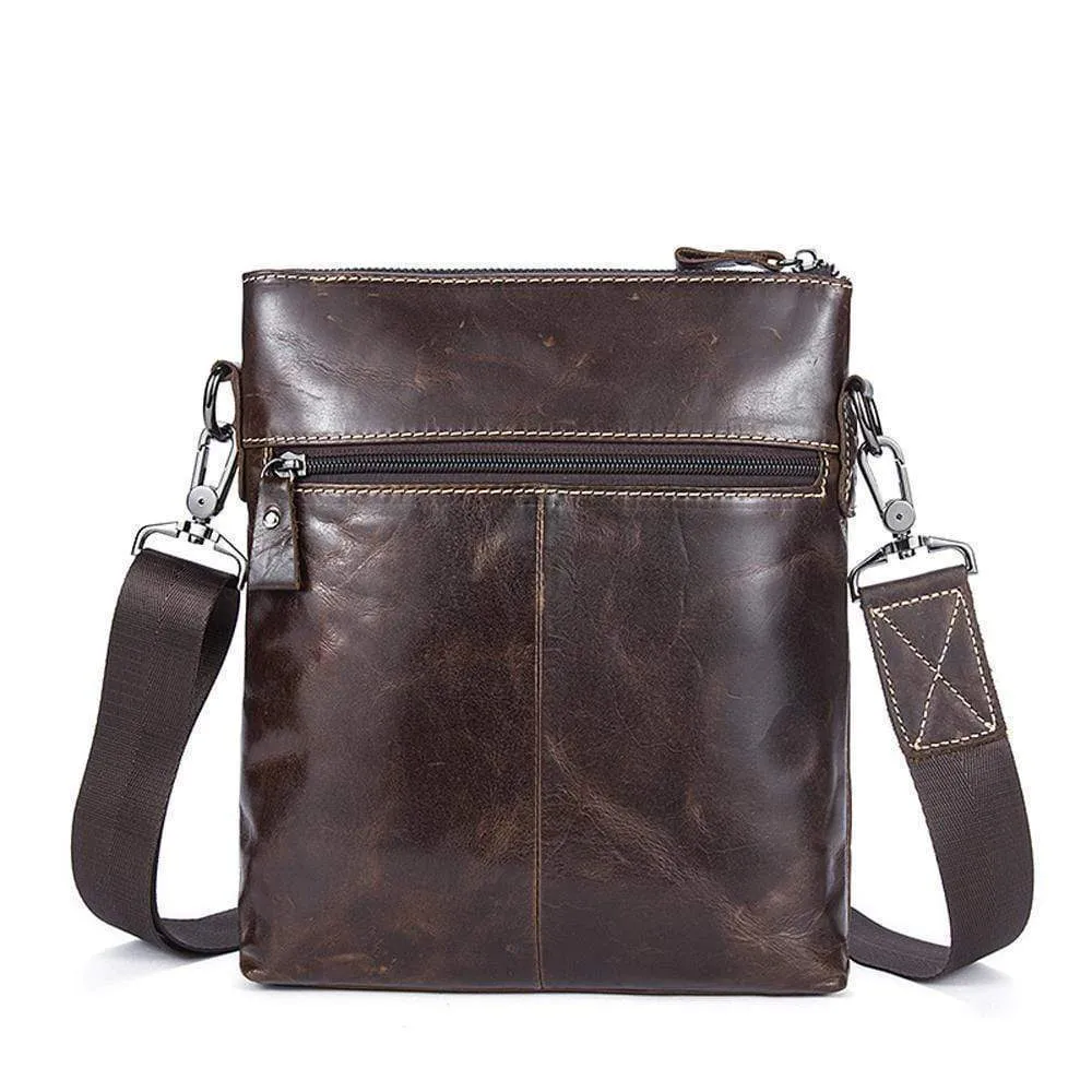 Rossie Viren Men's Vintage Cowhide Leather Voyager Small Messenger Bag