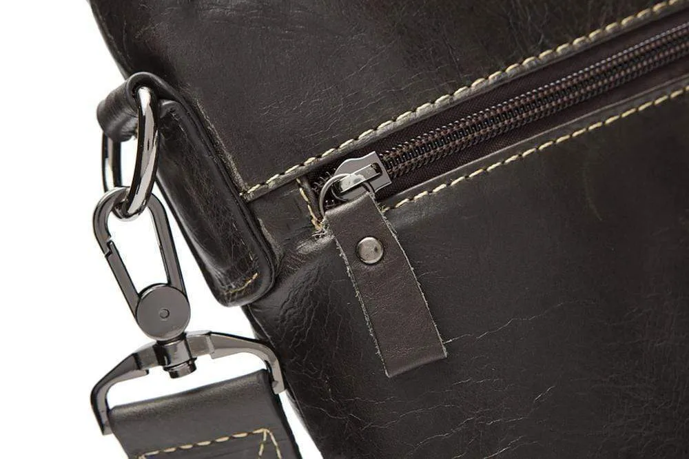 Rossie Viren Men's Vintage Cowhide Leather Voyager Small Messenger Bag