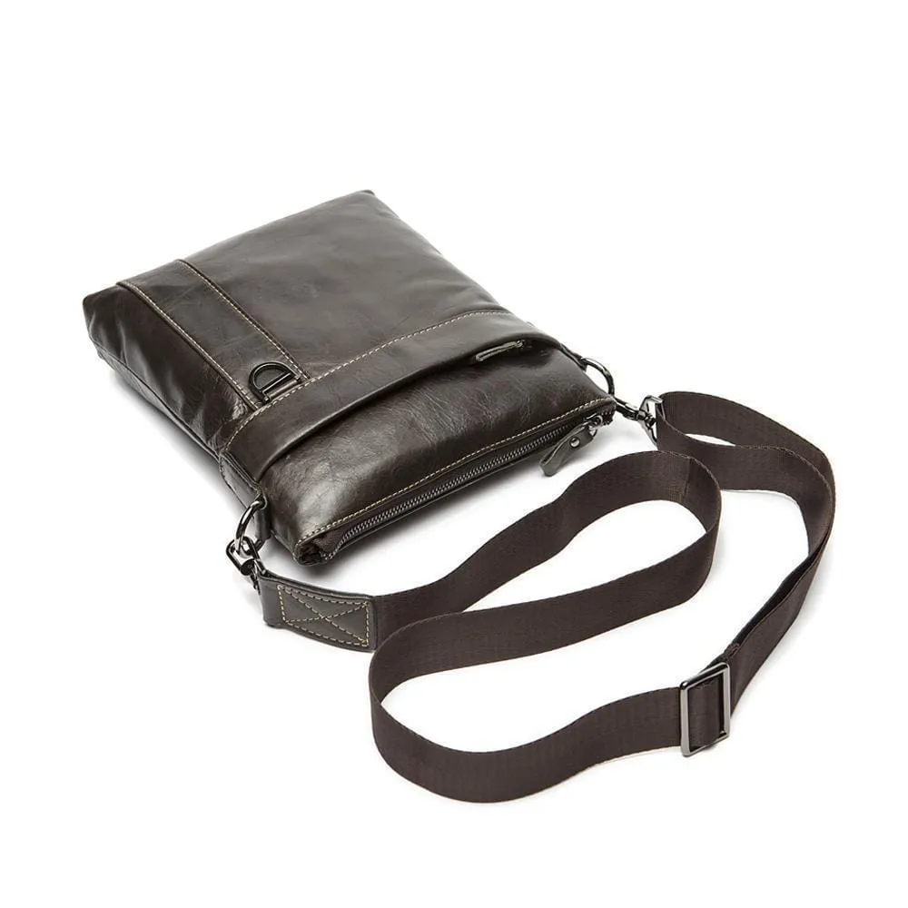 Rossie Viren Men's Vintage Cowhide Leather Voyager Small Messenger Bag