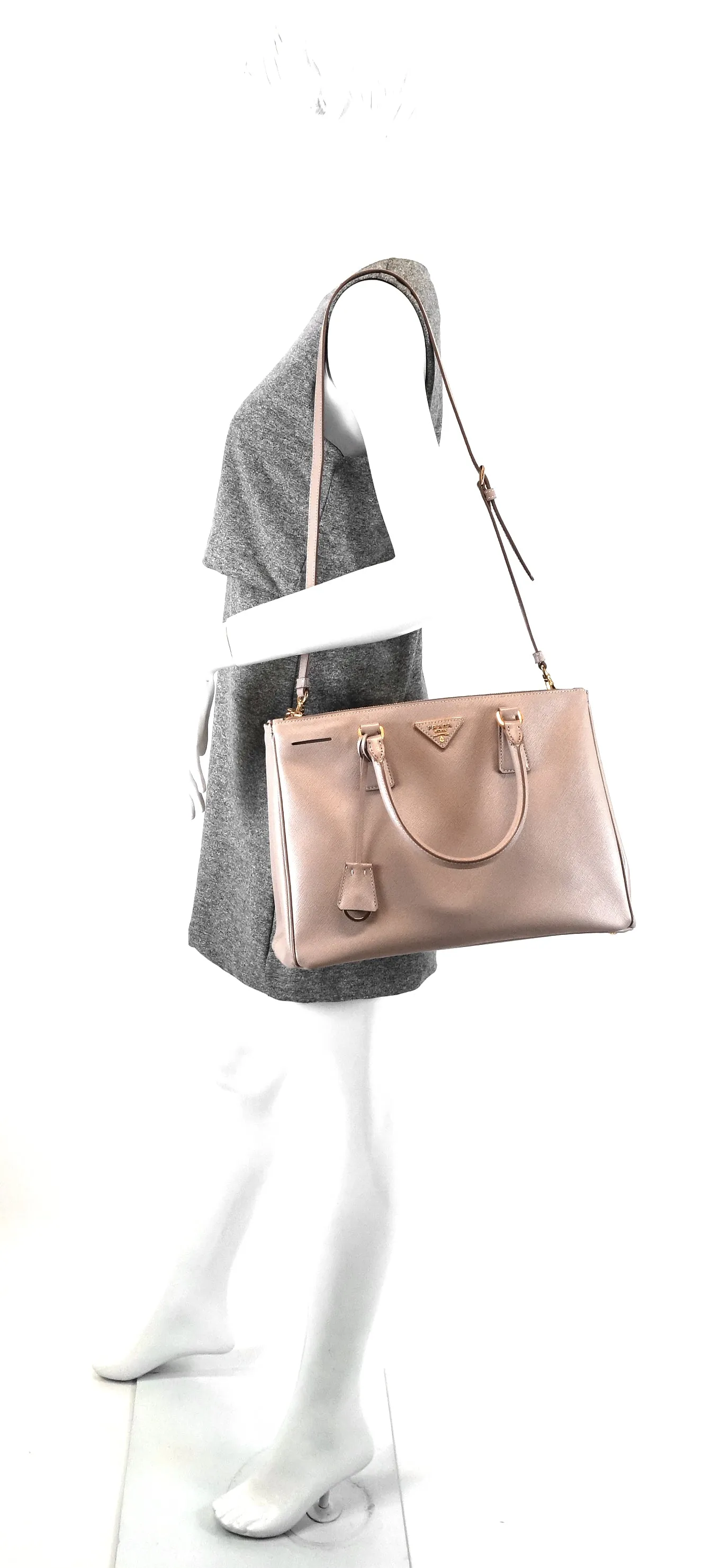 Saffiano Lux Double Zip Tote Bag