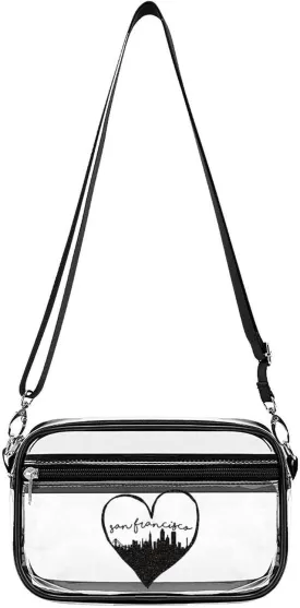 San Francisco California City Love Clear Stadium Bag Mini Crossbody Bag Anti-Theft Side Shoulder Bags Messenger Bag Unisex