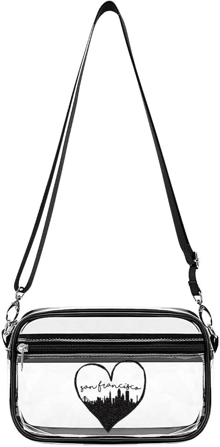 San Francisco California City Love Clear Stadium Bag Mini Crossbody Bag Anti-Theft Side Shoulder Bags Messenger Bag Unisex