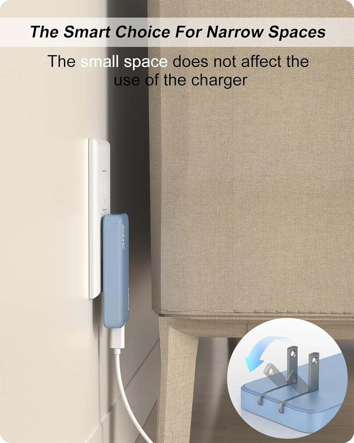 Slim USB C Wall Charger, Flat USB Wall Charger with USB C and USB A Ports, Super Thin USB Wall Plug for IPad Pro/Tablets, iPhone 15/14/13/12 and Galaxy S23,S22 etc (Light Blue-30W), CT-1250
