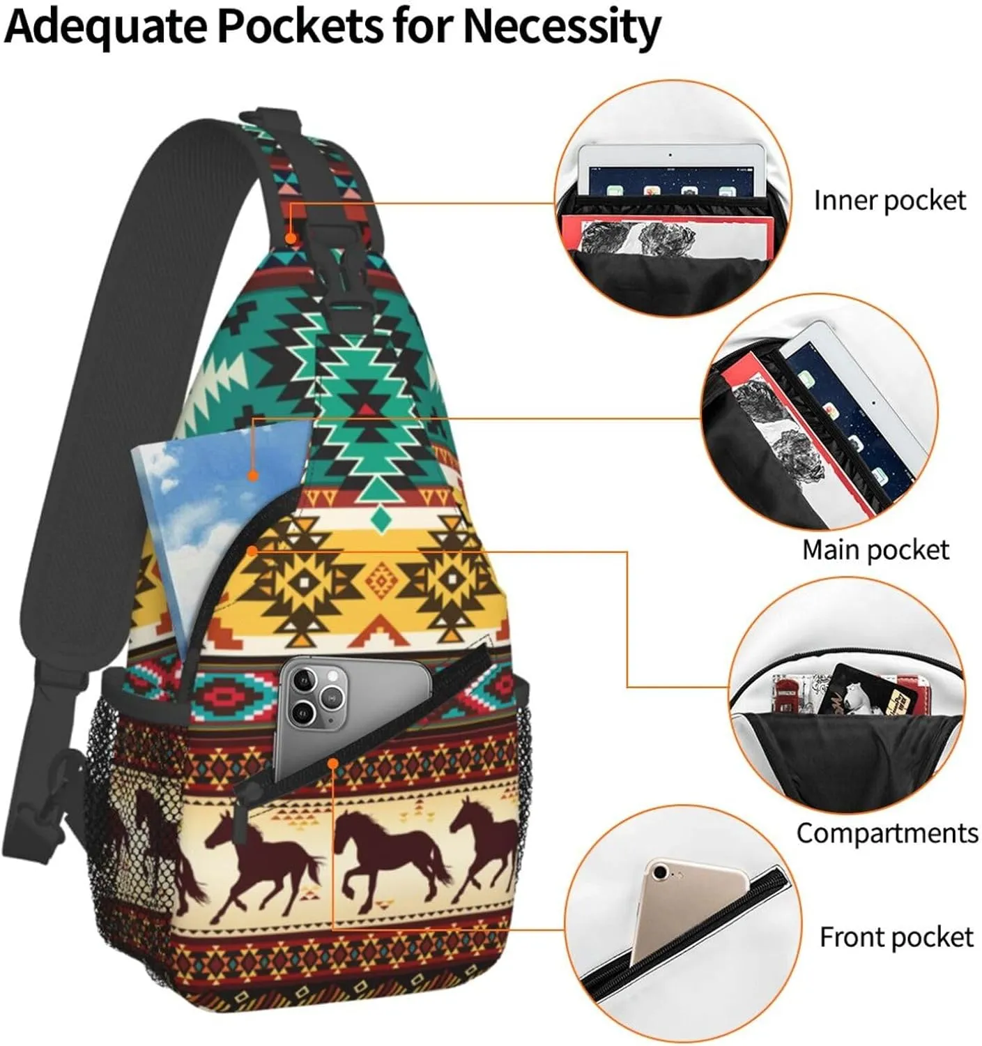 Sling Daypacks,adjustable Rope Crossbody One Shoulder Bag Travel Hiking Cycling for Men Women Gift