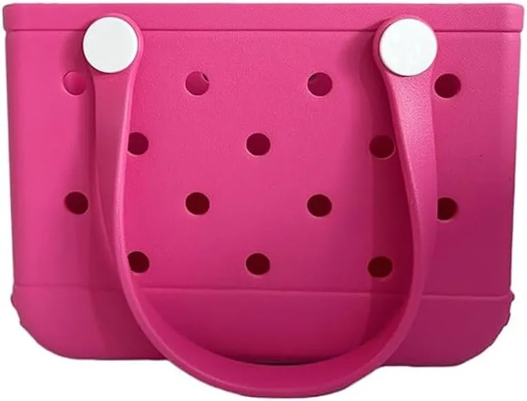 Small Beach Bag Rubber Tote Bag Waterproof Travel Bags Washable Open Tote Bags for Beach, Sports and Picnic