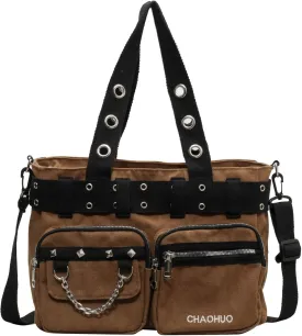 Steampunk Goth Messenger Bag, Fashion Punk Gothic Shoulder Bag