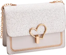 The Version Chain Bag With Lock Buckle Is Fashionable Simple And Versatile One Shoulder Crossbody Bag (White, One Size)