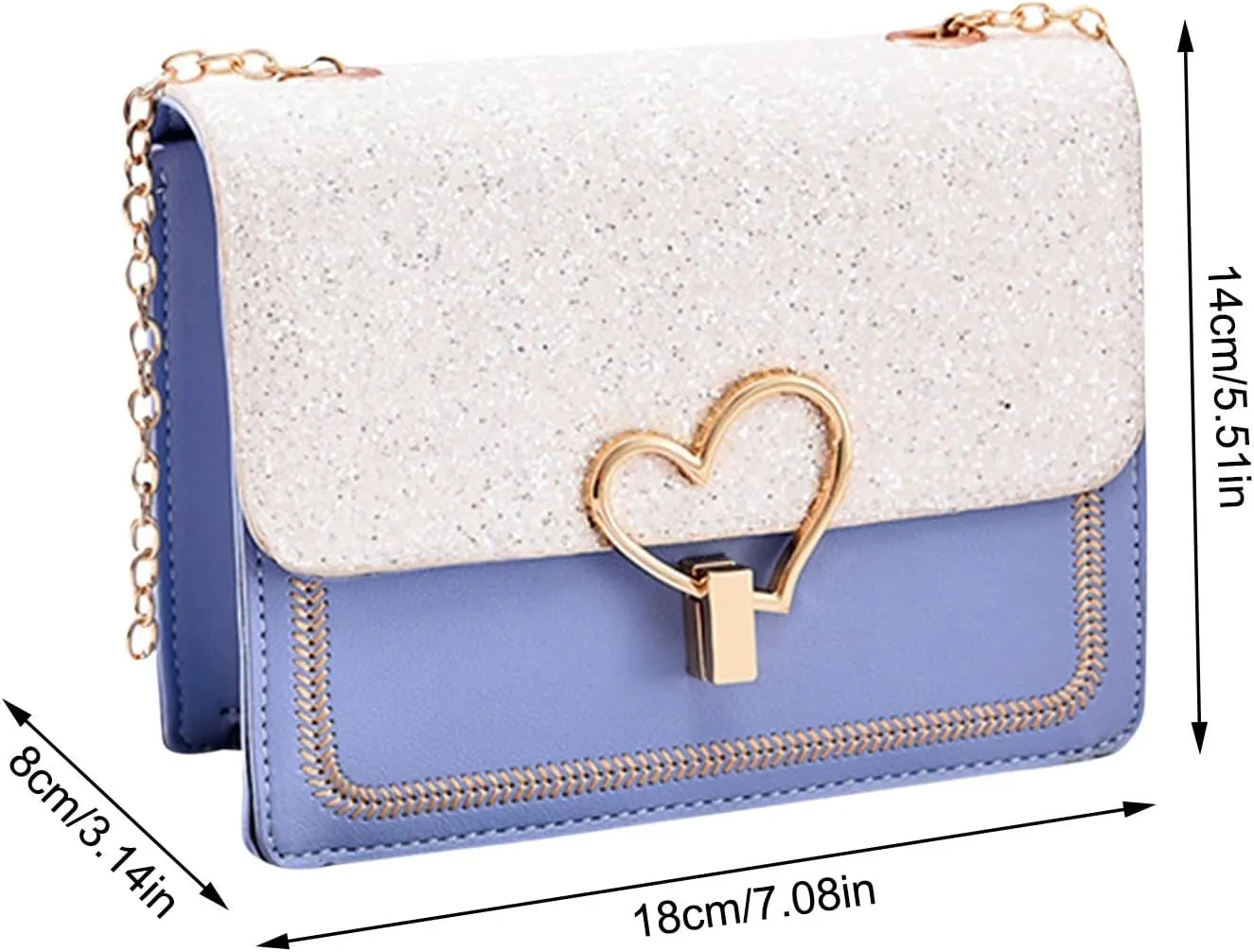 The Version Chain Bag With Lock Buckle Is Fashionable Simple And Versatile One Shoulder Crossbody Bag (White, One Size)
