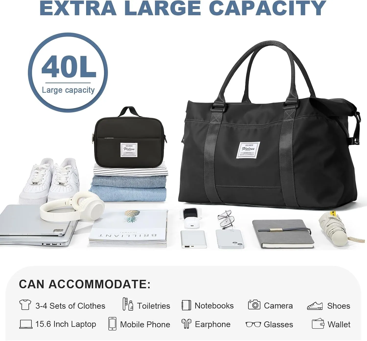 Travel Duffel Bags for Women,Weekender Overnight Bag with Wet Pocket & Toiletry Bag,Carry On Personal Item Bag,Travel Tote Gym Bag,Large