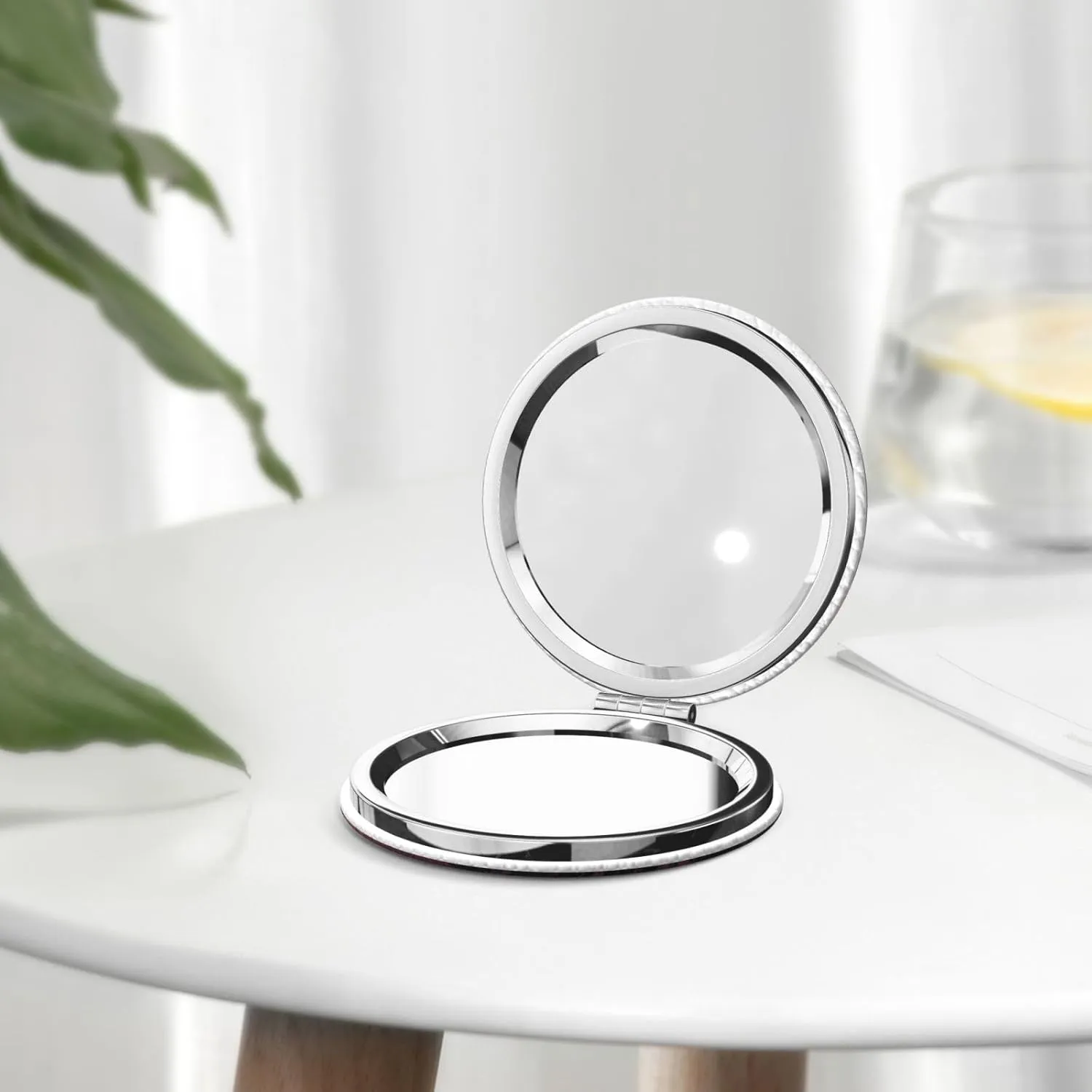 Travel Makeup Mirror for Women Double-Sided 1X/2X Magnifying Foldable Cosmetic Mirror Portable Pocket Mirror Sunset landscape Mountains Lake Vanity Mirror Compact Beauty Mirror for Pocket Purse Clutch