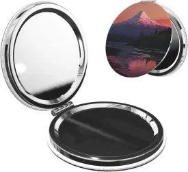 Travel Makeup Mirror for Women Double-Sided 1X/2X Magnifying Foldable Cosmetic Mirror Portable Pocket Mirror Sunset landscape Mountains Lake Vanity Mirror Compact Beauty Mirror for Pocket Purse Clutch