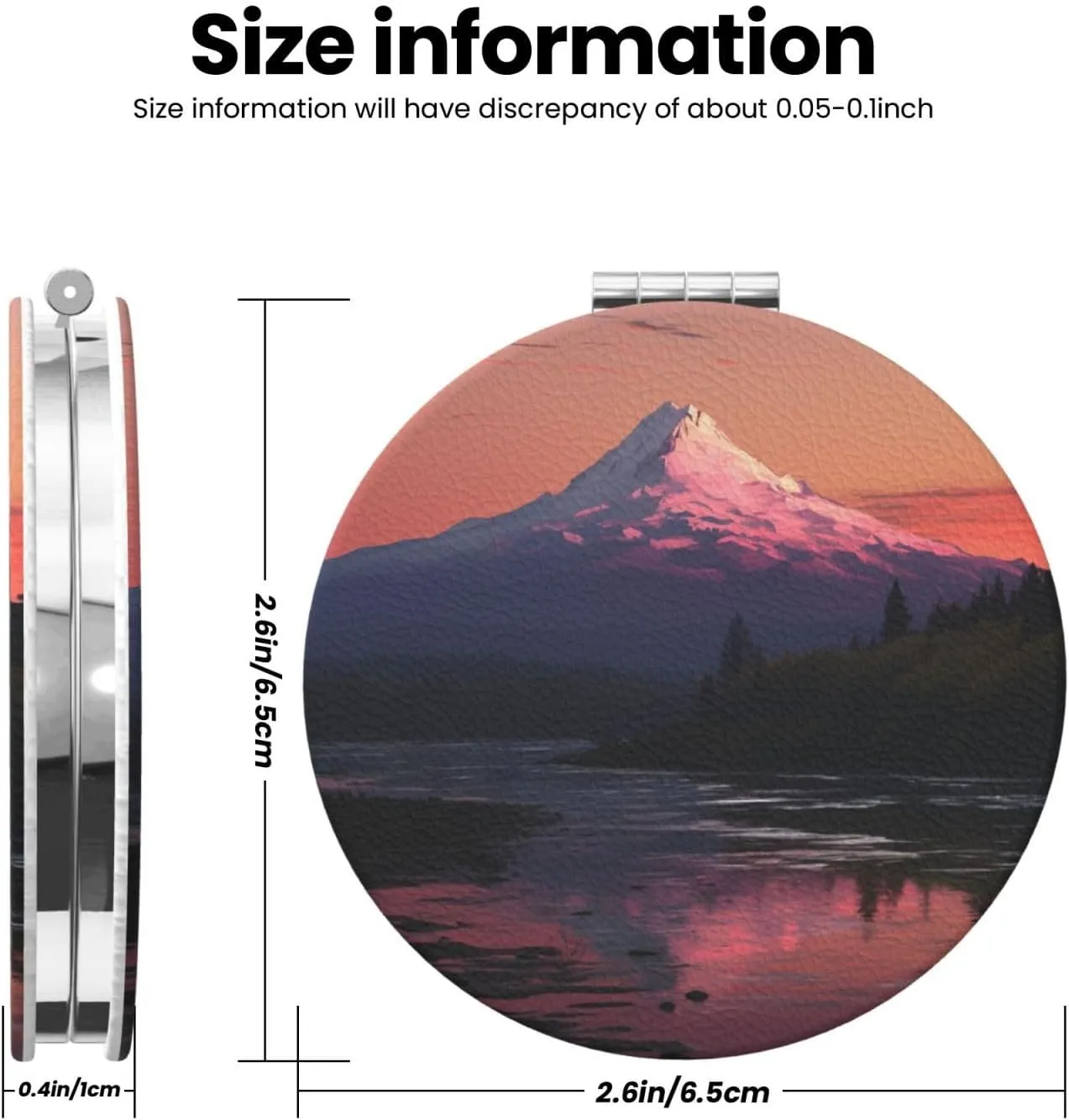 Travel Makeup Mirror for Women Double-Sided 1X/2X Magnifying Foldable Cosmetic Mirror Portable Pocket Mirror Sunset landscape Mountains Lake Vanity Mirror Compact Beauty Mirror for Pocket Purse Clutch