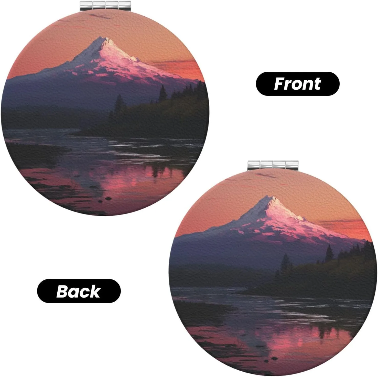 Travel Makeup Mirror for Women Double-Sided 1X/2X Magnifying Foldable Cosmetic Mirror Portable Pocket Mirror Sunset landscape Mountains Lake Vanity Mirror Compact Beauty Mirror for Pocket Purse Clutch