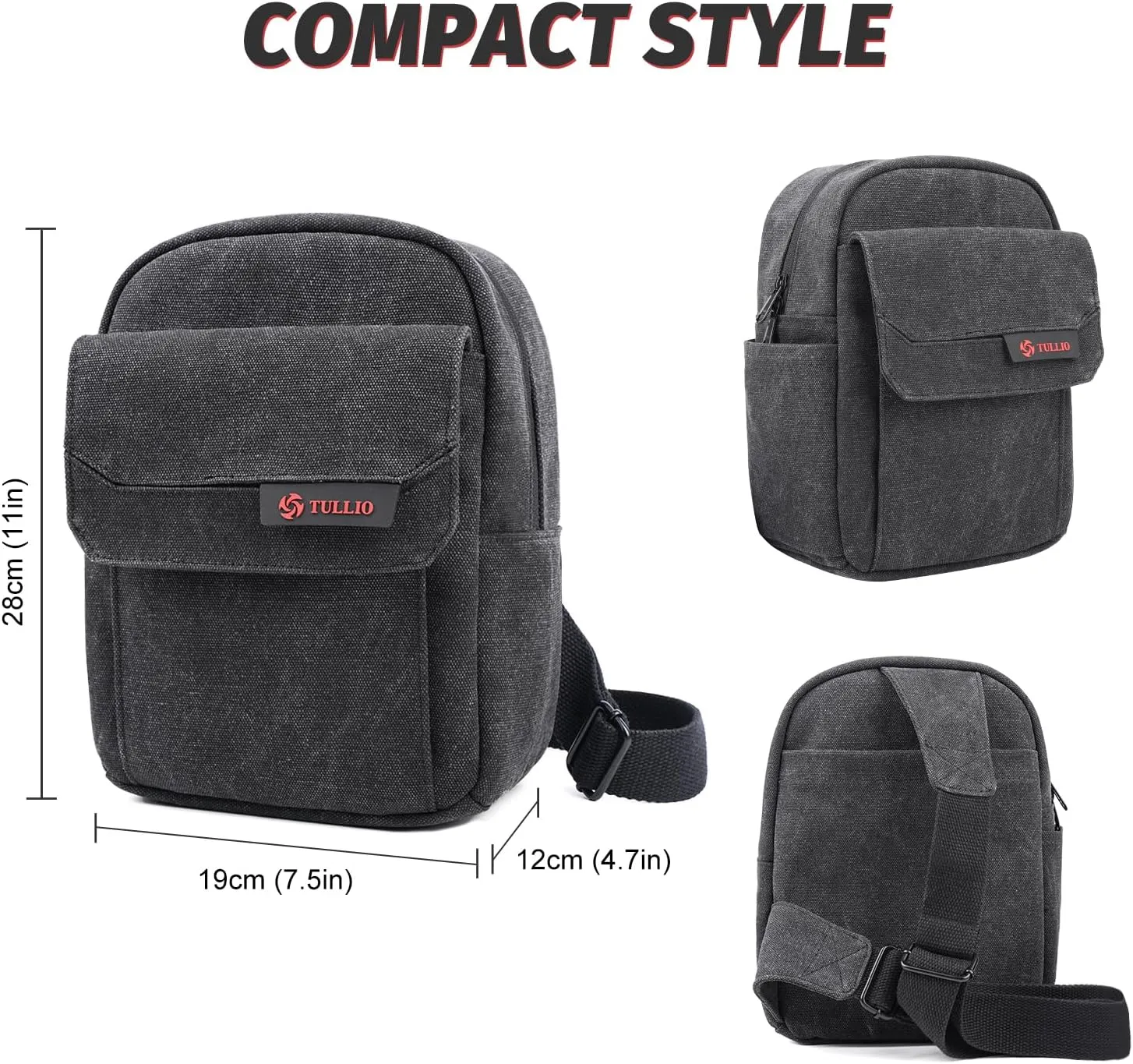 TULLIO Camera Bag Small Canvas Crossbody Purse Waterproof Dslr Camera Bag Case for Photographer