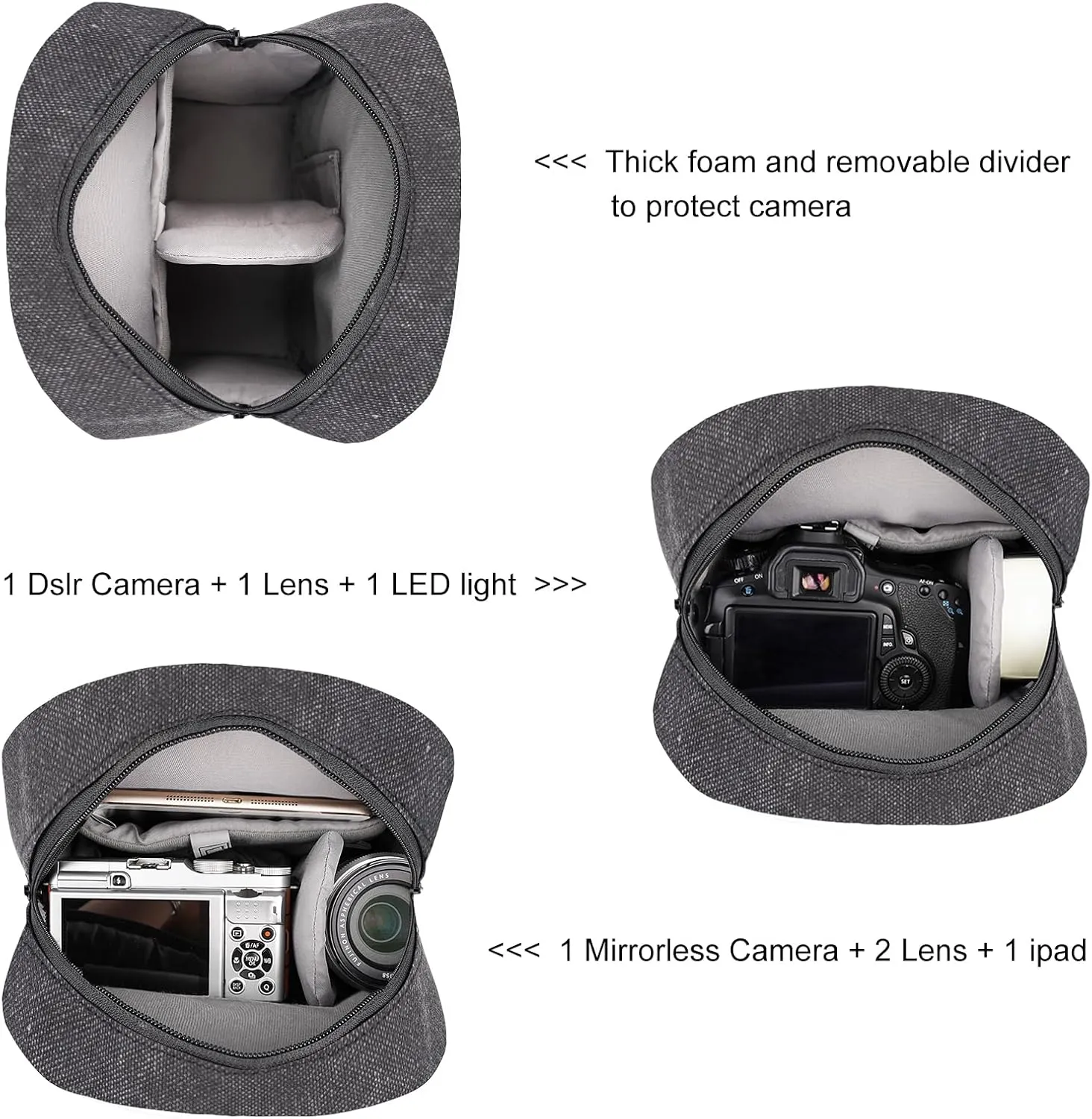 TULLIO Camera Bag Small Canvas Crossbody Purse Waterproof Dslr Camera Bag Case for Photographer