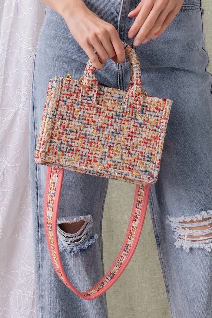 Tweed Mini Book Tote