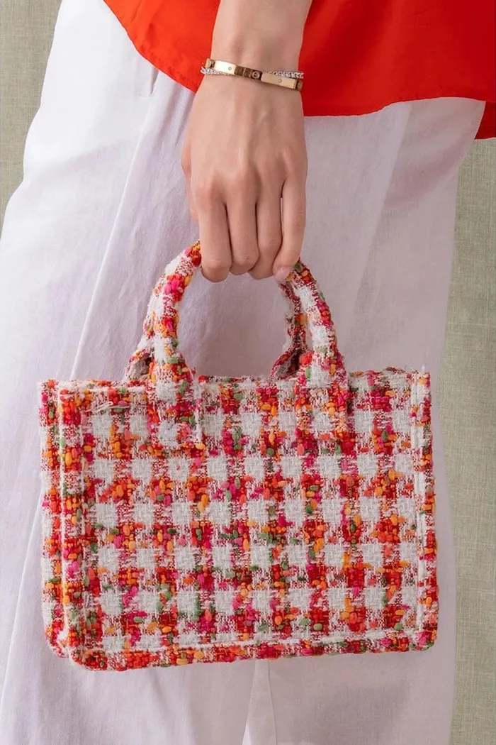 Tweed Mini Book Tote