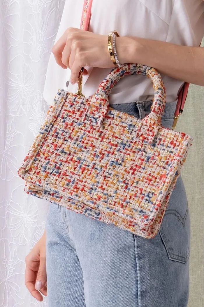 Tweed Mini Book Tote