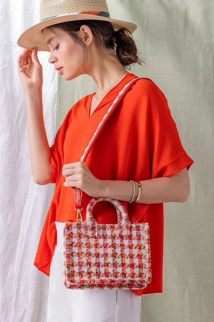 Tweed Mini Book Tote