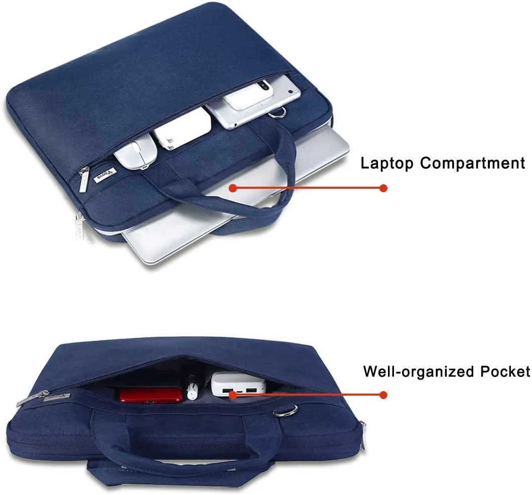 Voova Laptop Bag 13-14 Inch, 360 Protective Laptop Case Sleeve with Shoulder Strap Compatible with Macbook Air 13, MacBook Pro 13/14, Waterproof Computer Bag Slim Briefcase for Men Women, Blue