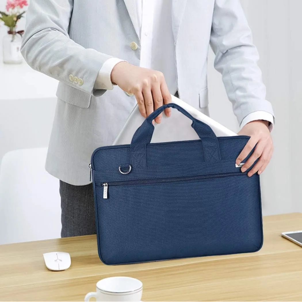 Voova Laptop Bag 13-14 Inch, 360 Protective Laptop Case Sleeve with Shoulder Strap Compatible with Macbook Air 13, MacBook Pro 13/14, Waterproof Computer Bag Slim Briefcase for Men Women, Blue