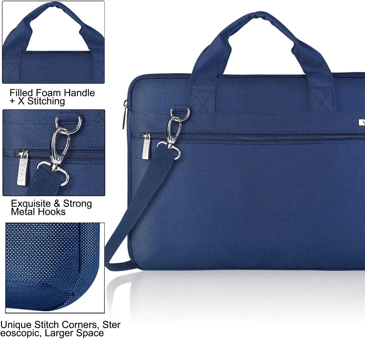 Voova Laptop Bag 13-14 Inch, 360 Protective Laptop Case Sleeve with Shoulder Strap Compatible with Macbook Air 13, MacBook Pro 13/14, Waterproof Computer Bag Slim Briefcase for Men Women, Blue