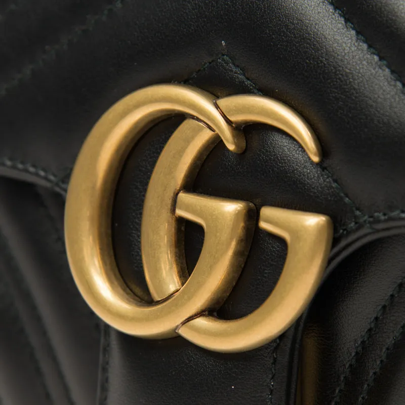 (WMNS) GUCCI GG Marmont Leather Single-Shoulder Chain Bag Mini Black