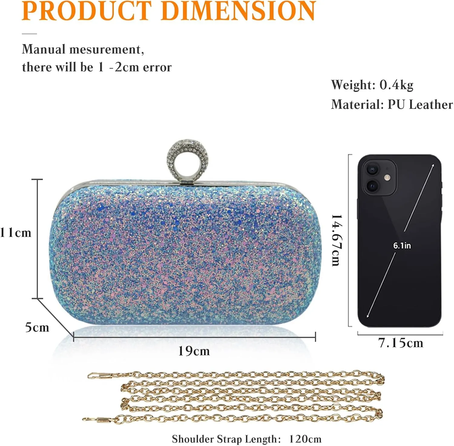 Women Clutch Bag Sequin Evening Bag Ladies Sparkly Handbag Bridal Wedding Purse Glitter Shoulder Bag