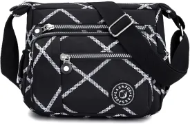 Women's Nylon Crossbody Bag Waterproof Shoulder Purse Multi Pocket Tote Handbag Travel Satchel Messenger Bag