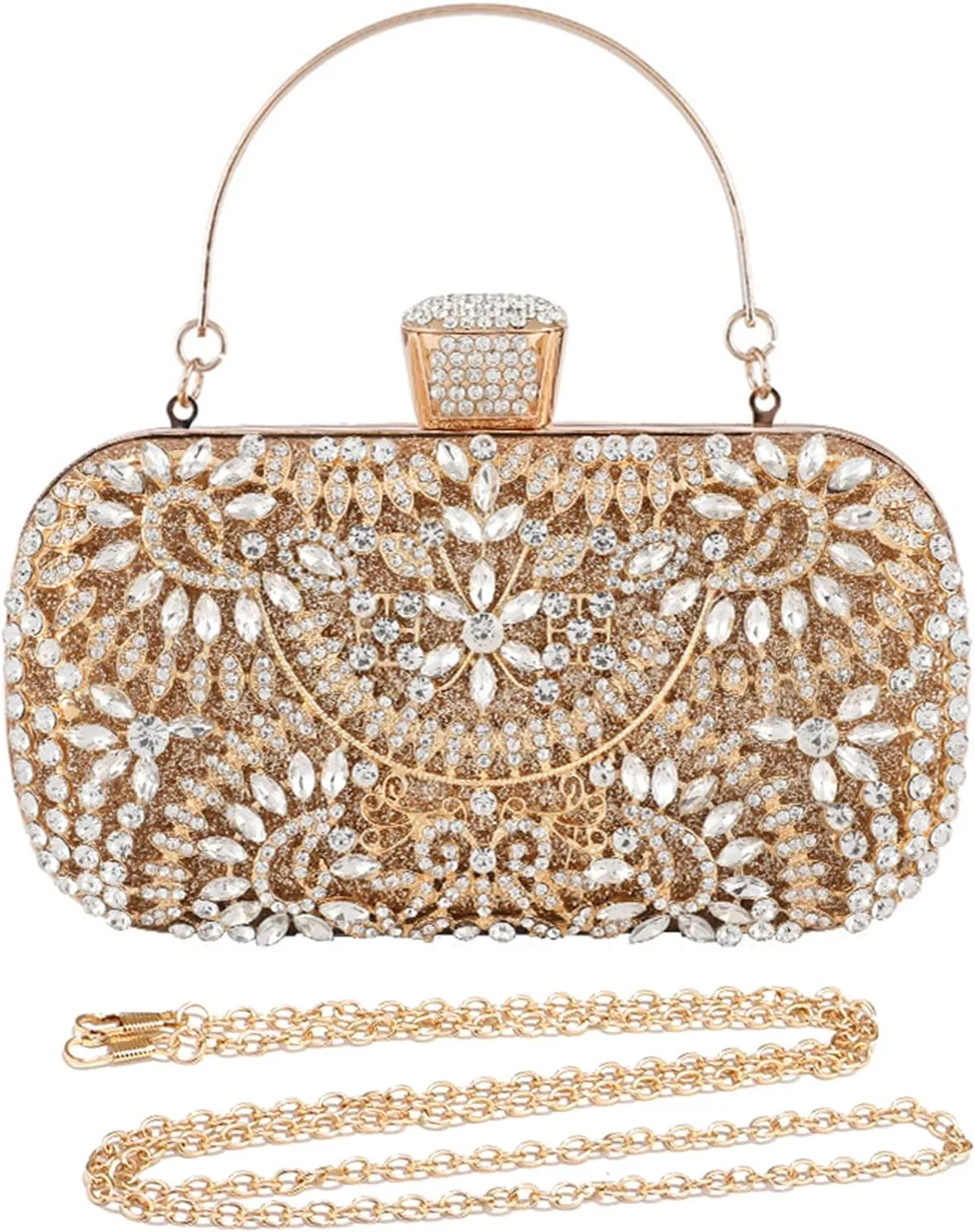 Womens Rhinestone Evening Bag Sparkly Sequin Glitter Handbag Crystal Clutch Bag Bridal Wedding Purse Banquet Bag