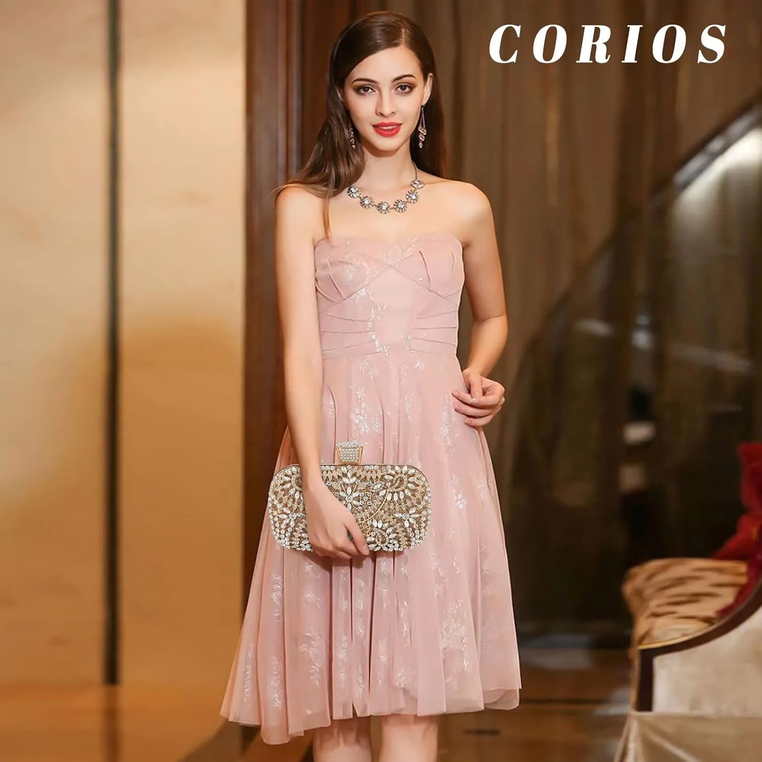 Womens Rhinestone Evening Bag Sparkly Sequin Glitter Handbag Crystal Clutch Bag Bridal Wedding Purse Banquet Bag