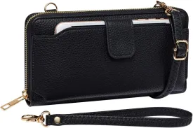 Womens Wristlet Wallet Crossbody Bag Cellphone Purse Handbag RFID Card Slots 2 Strap Wrist