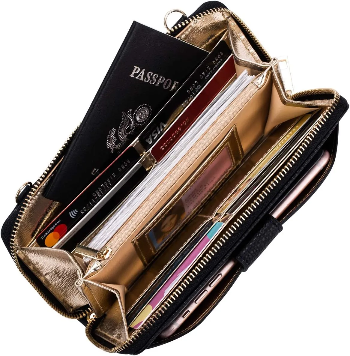 Womens Wristlet Wallet Crossbody Bag Cellphone Purse Handbag RFID Card Slots 2 Strap Wrist
