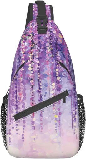 WURTON Floral Ivy Blossoms Tree Print Crossbody Sling Backpack Sling Bag Travel Hiking Chest Bag Daypack