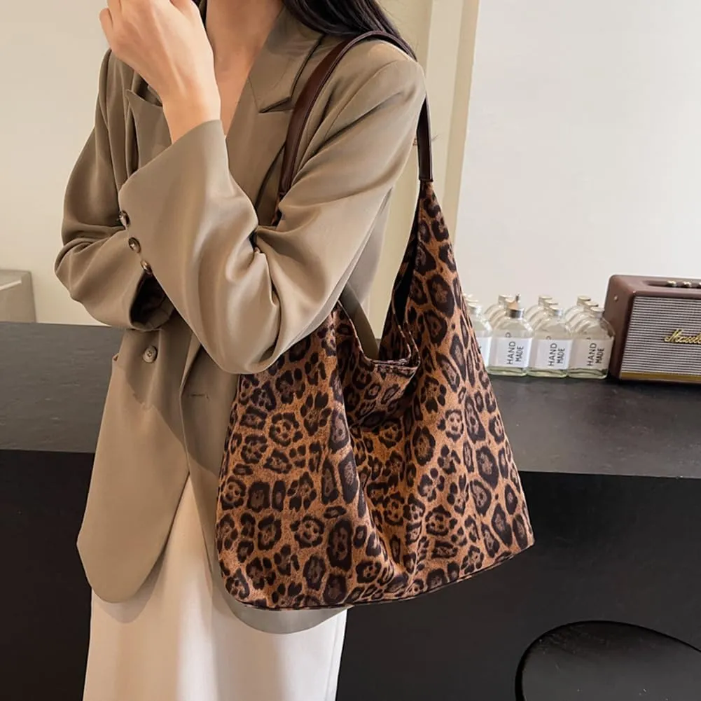 YFGBCX Leopard Tote Bag for Women Cheetah Purse Brown Vintage Hobo Bag Large Capacity Work Tote Bag